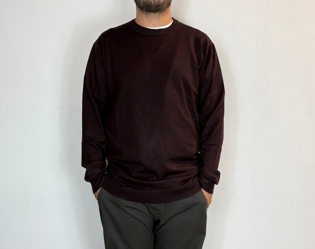 Maglia Girocollo Viscosa Marrone Telamira