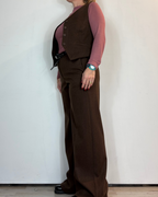 Completo Gilet Pantalone Spigato Marrone Moove