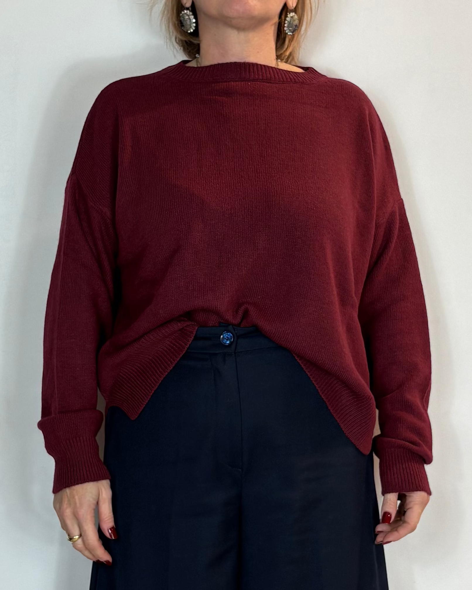 Maglia Girocollo Misto Cashmere Bordeaux Moove