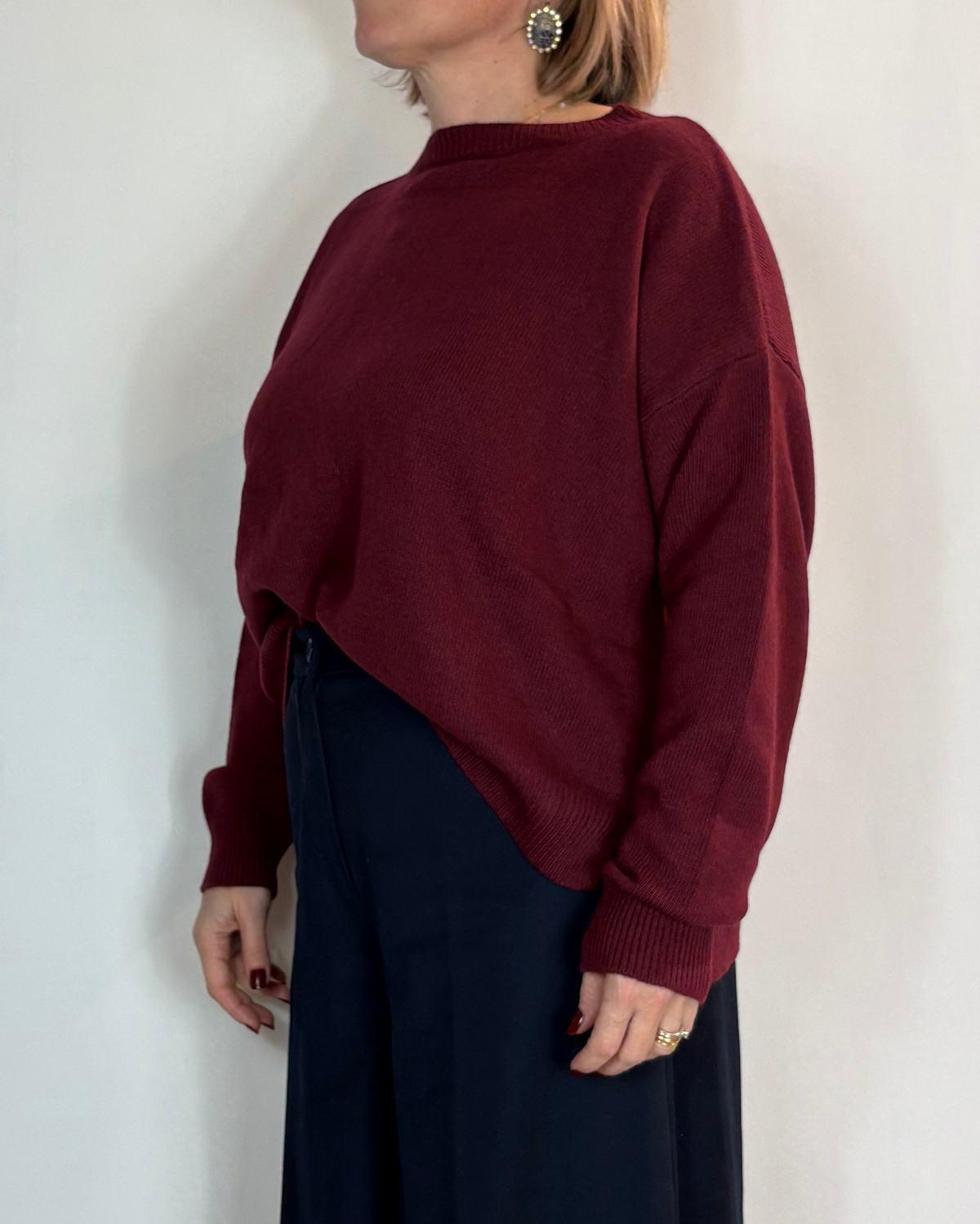 Maglia Girocollo Misto Cashmere Bordeaux Moove