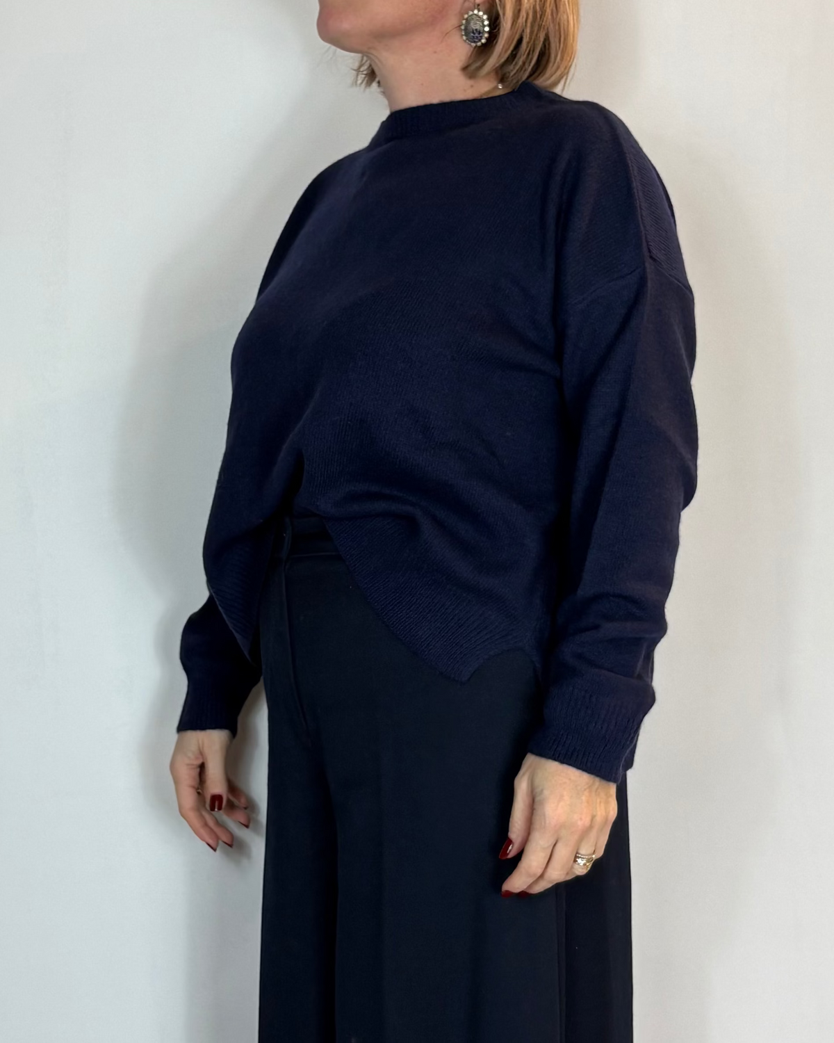 Maglia Girocollo Misto Blu Cashmere Moove