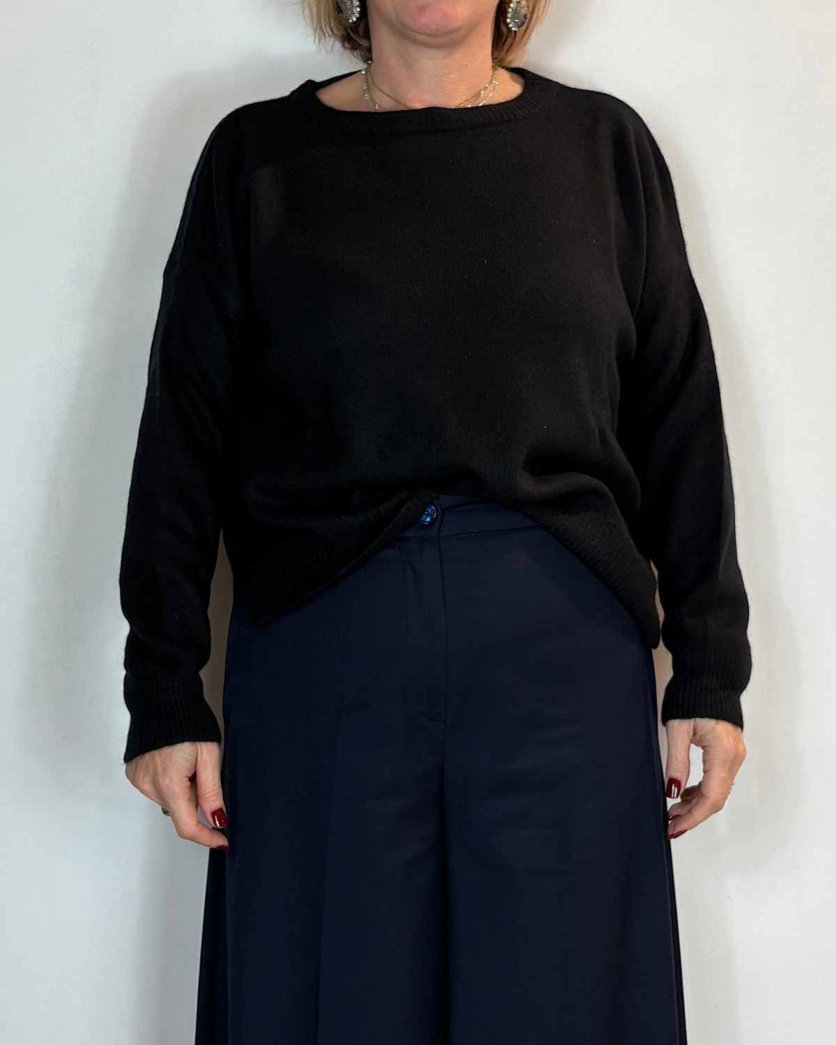 Maglia Girocollo Misto Cashmere Nero Moove