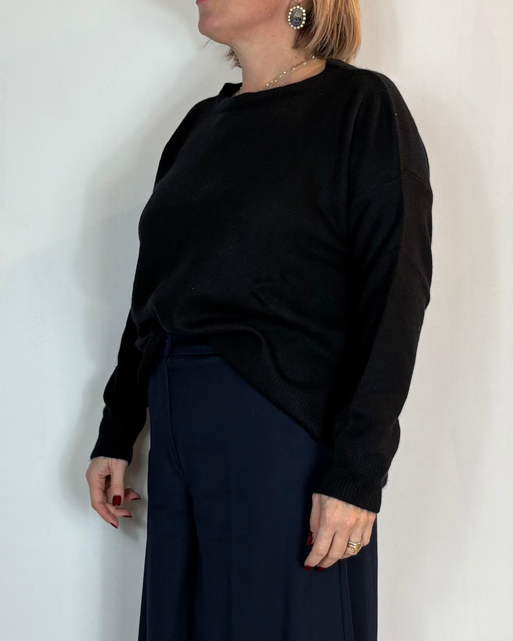 Maglia Girocollo Misto Cashmere Nero Moove