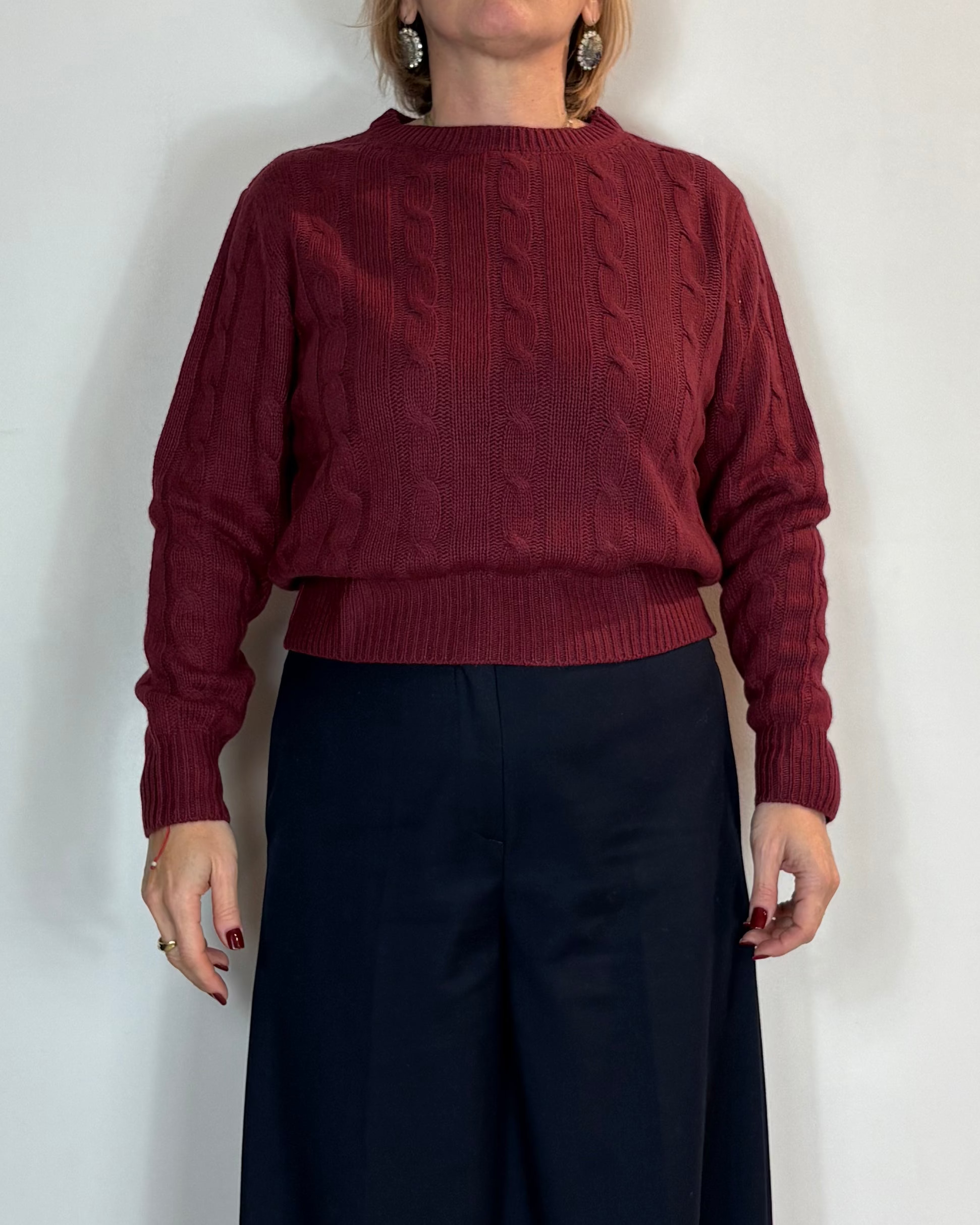 Maglia Treccia Misto Cashmere Bordeaux Moove