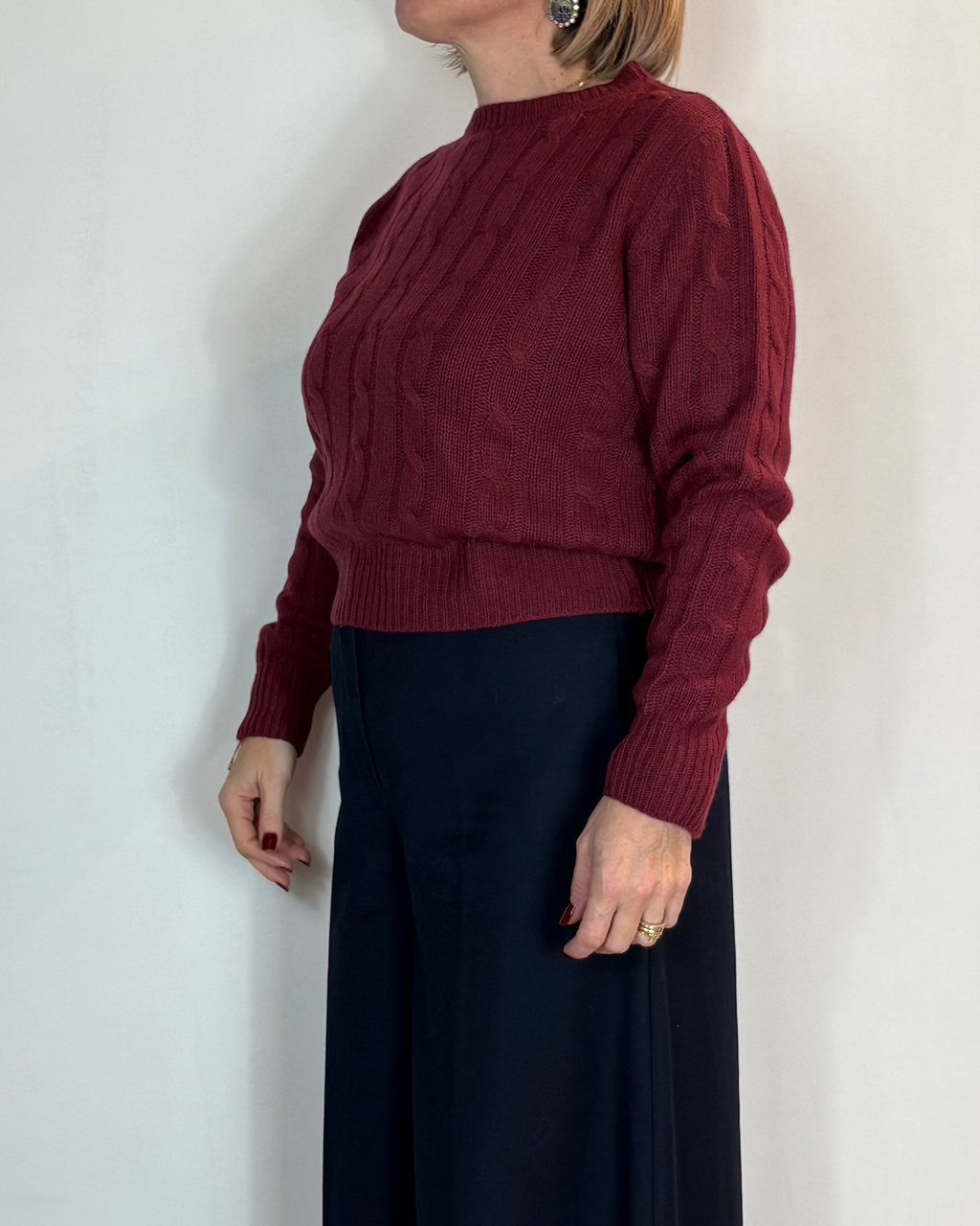 Maglia Treccia Misto Cashmere Bordeaux Moove