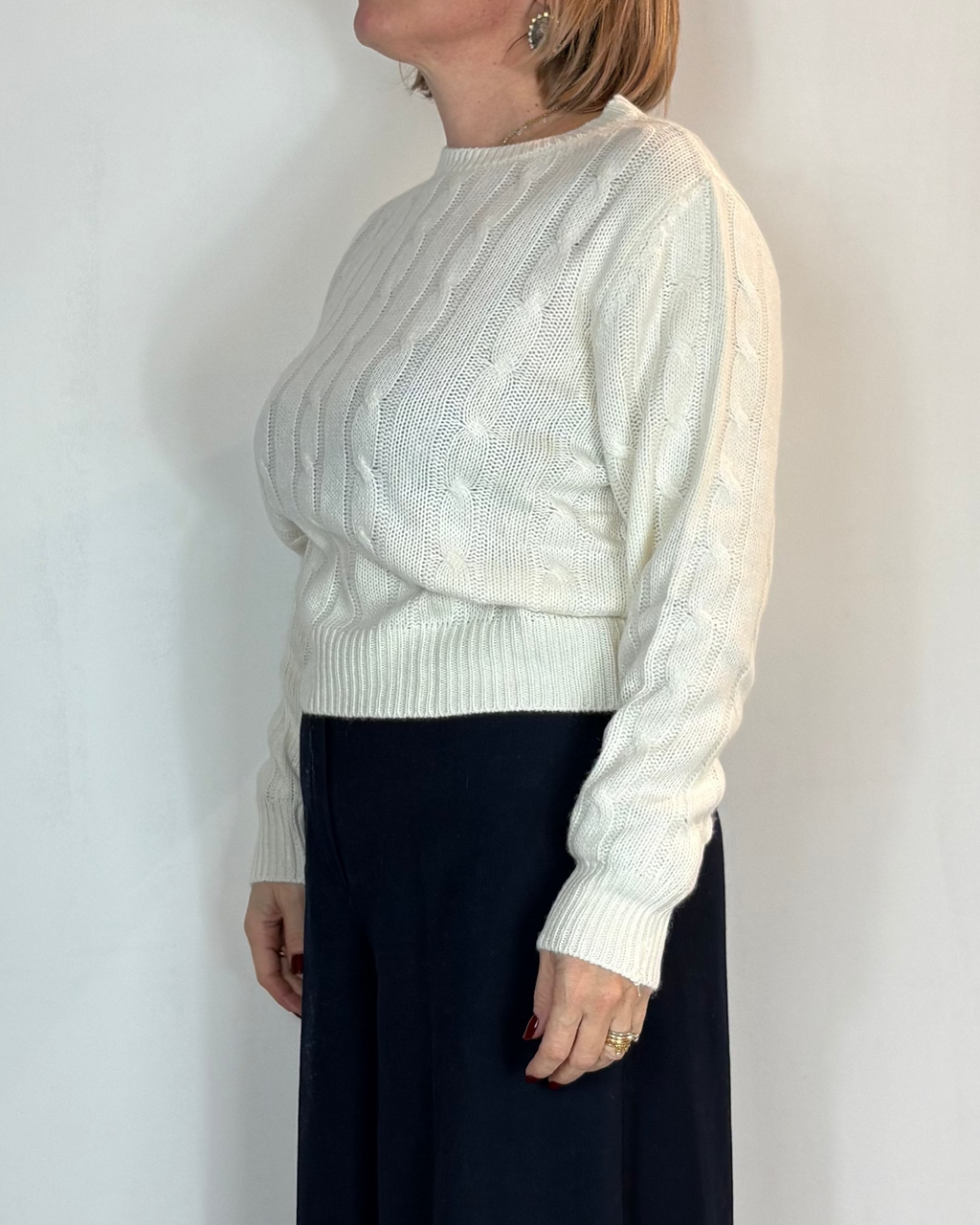 Maglia Treccia Misto Cashmere Panna Moove