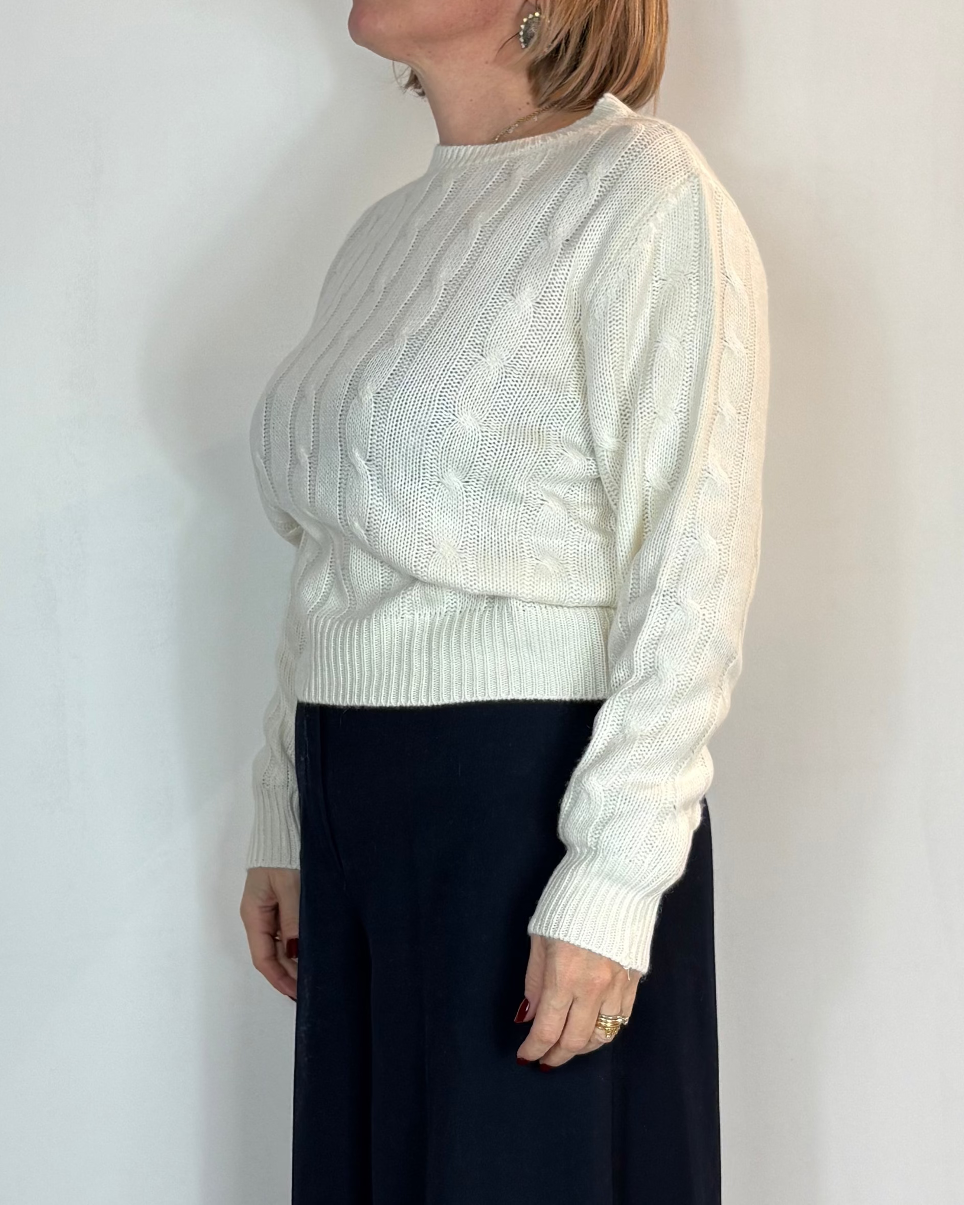 Maglia Treccia Misto Cashmere Panna Moove