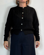 Cardigan Treccia Misto Cashmere Nero Moove