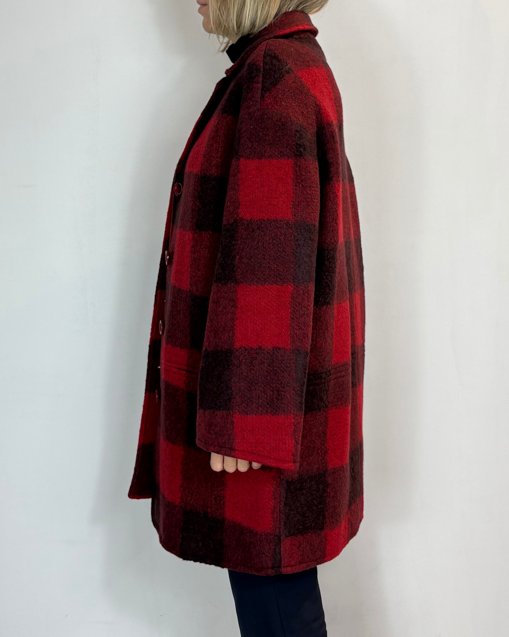 Cappotto Quadri Rosso Moove Outlet