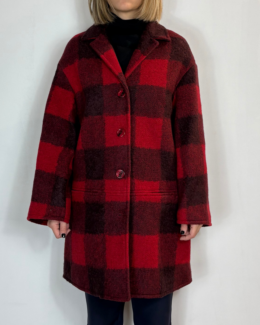 Cappotto Quadri Rosso Moove Outlet