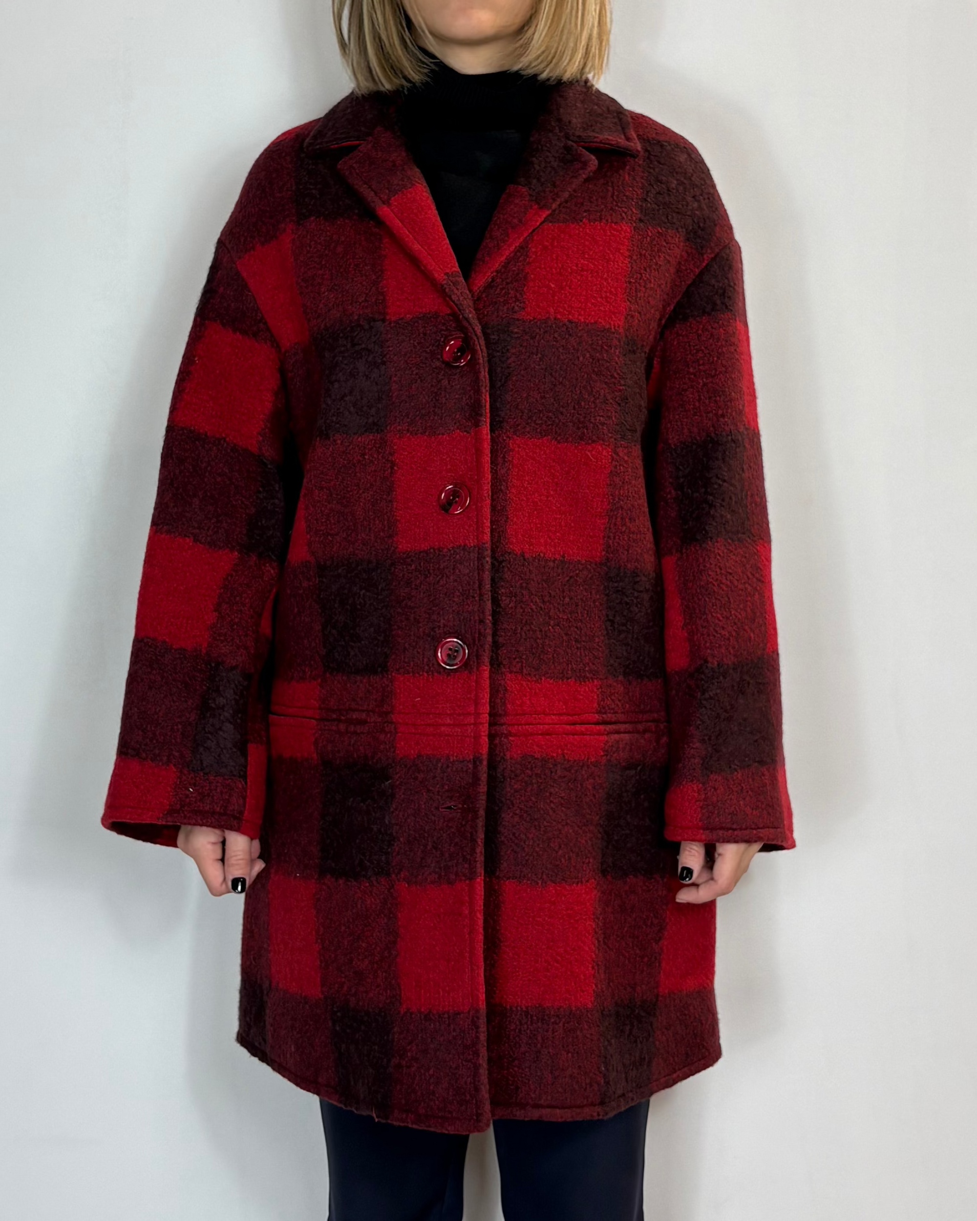 Cappotto Quadri Rosso Moove Outlet