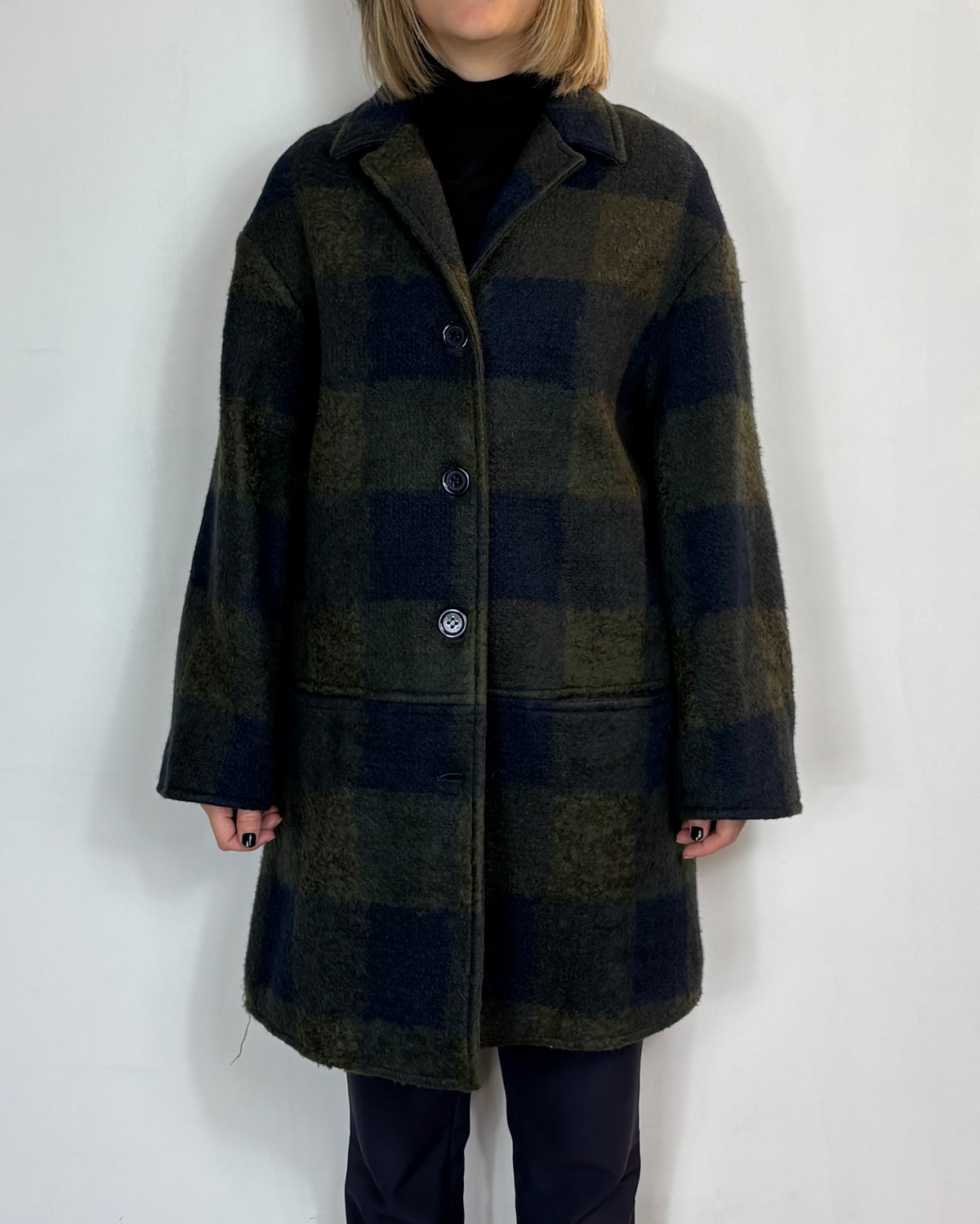 Cappotto Quadri Verde Moove Outlet