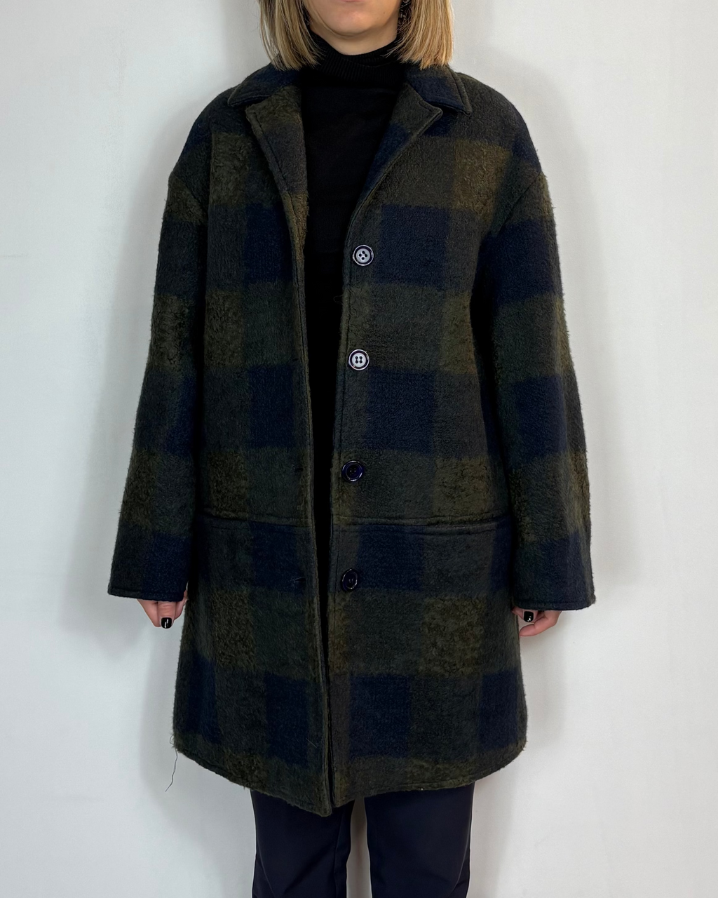 Cappotto Quadri Verde Moove Outlet