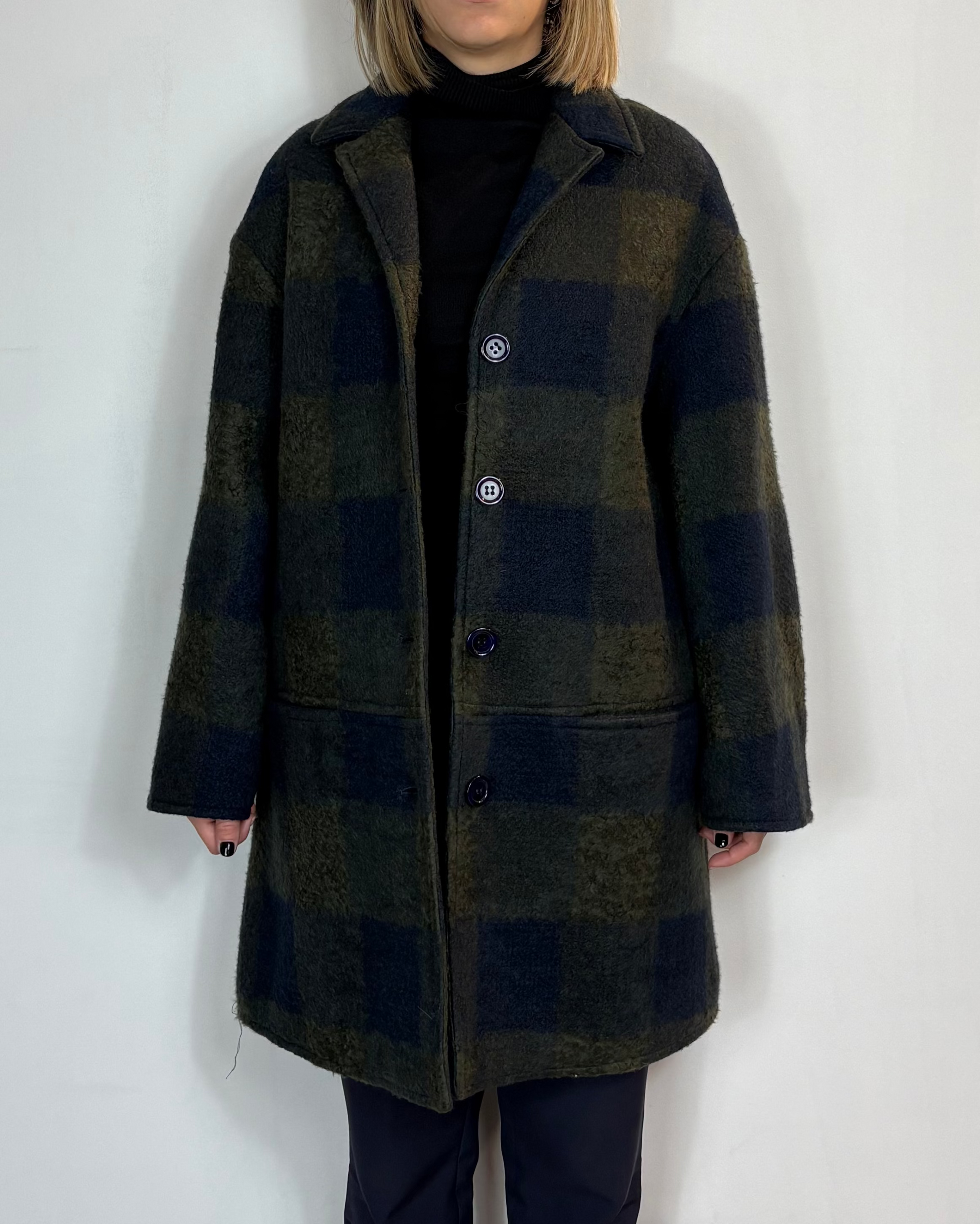 Cappotto Quadri Verde Moove Outlet