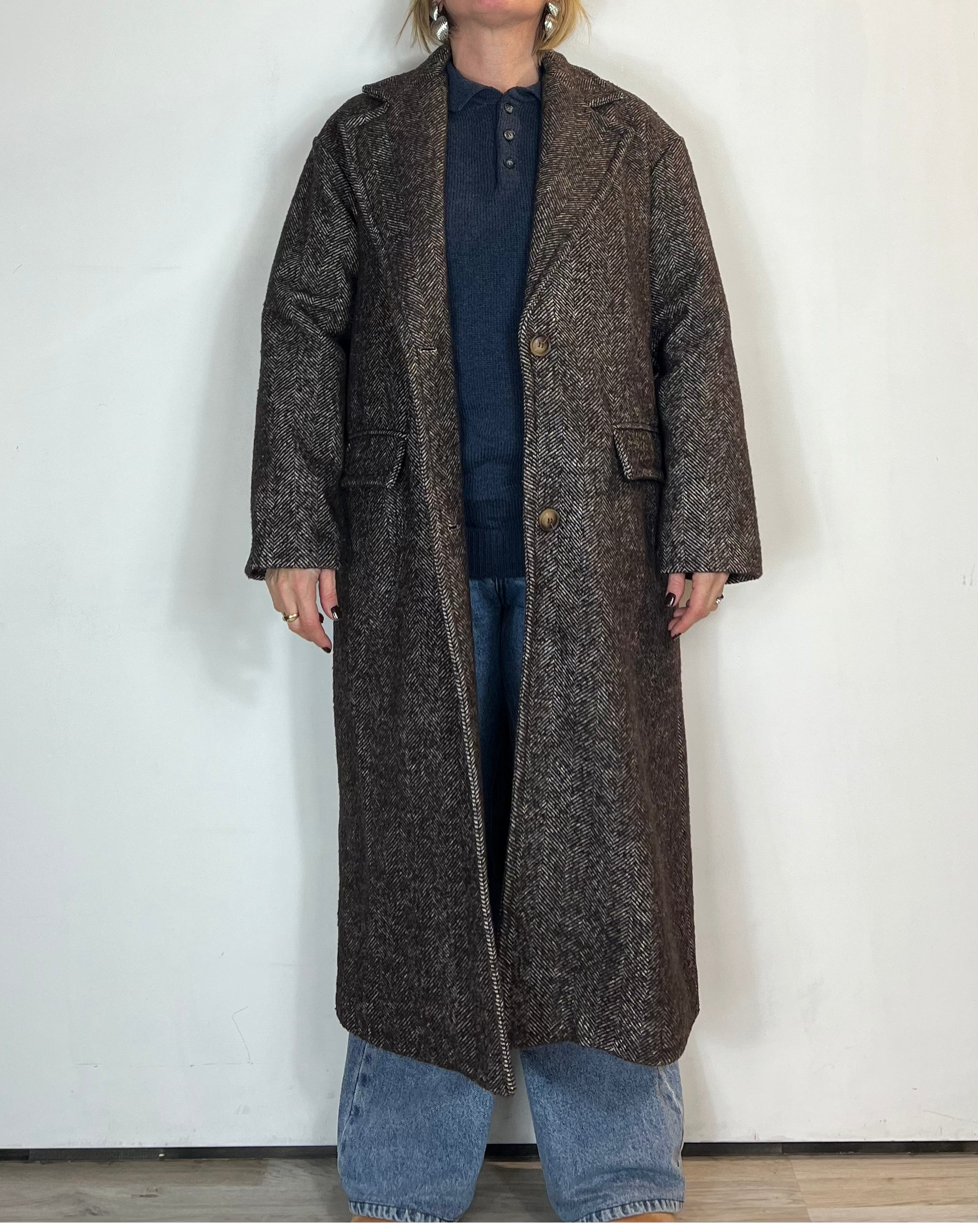 Cappotto Spigato Marrone Moove