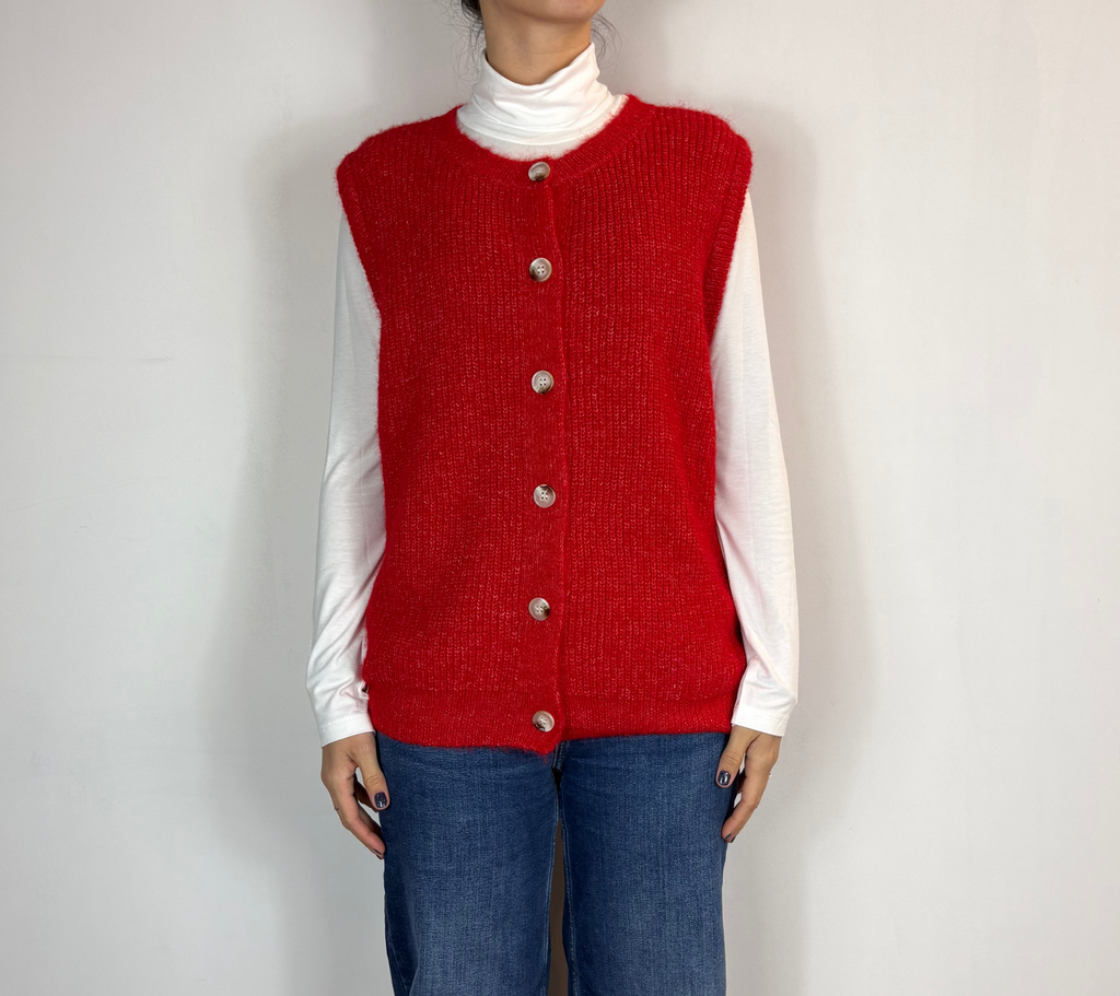 Gilet Bottoni Deep Pink