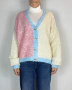 Cardigan Multicolor Pailettes Deep Pink