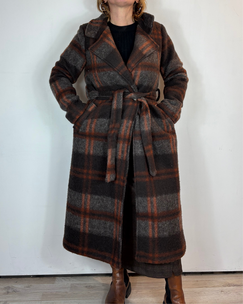Cappotto Quadri Cintura Moove