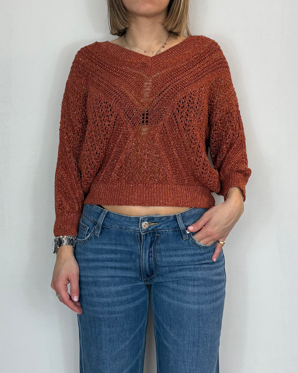 Maglia Scollo V Lurex Gianni Lupo Woman