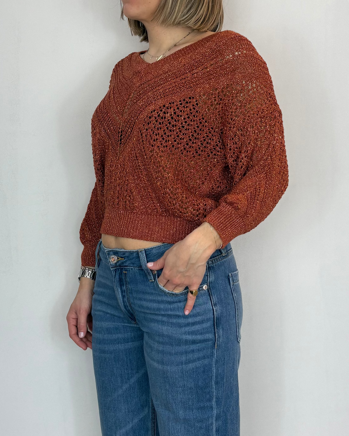 Maglia Scollo V Lurex Gianni Lupo Woman