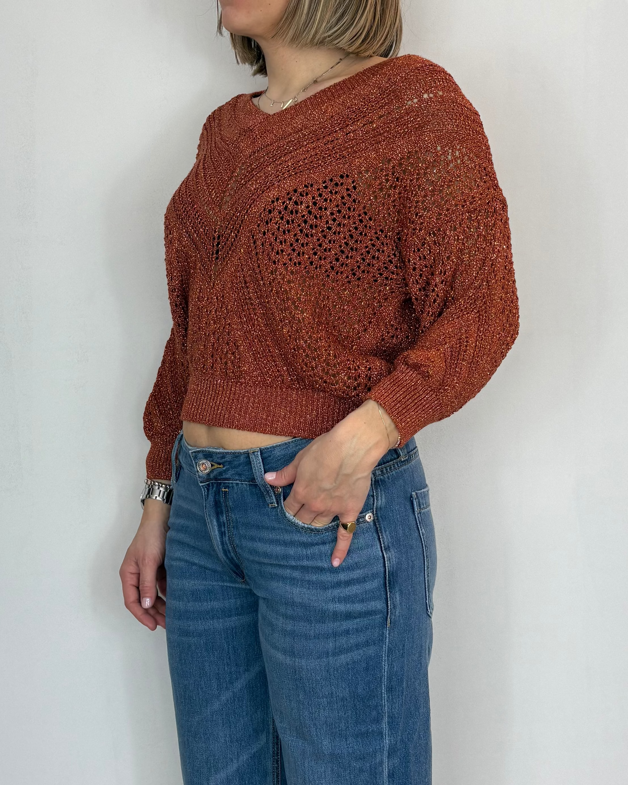 Maglia Scollo V Lurex Gianni Lupo Woman