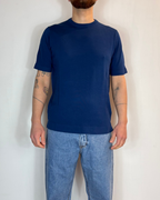 Maglia Mezza Manica Paricollo Dritta Blu Over-D