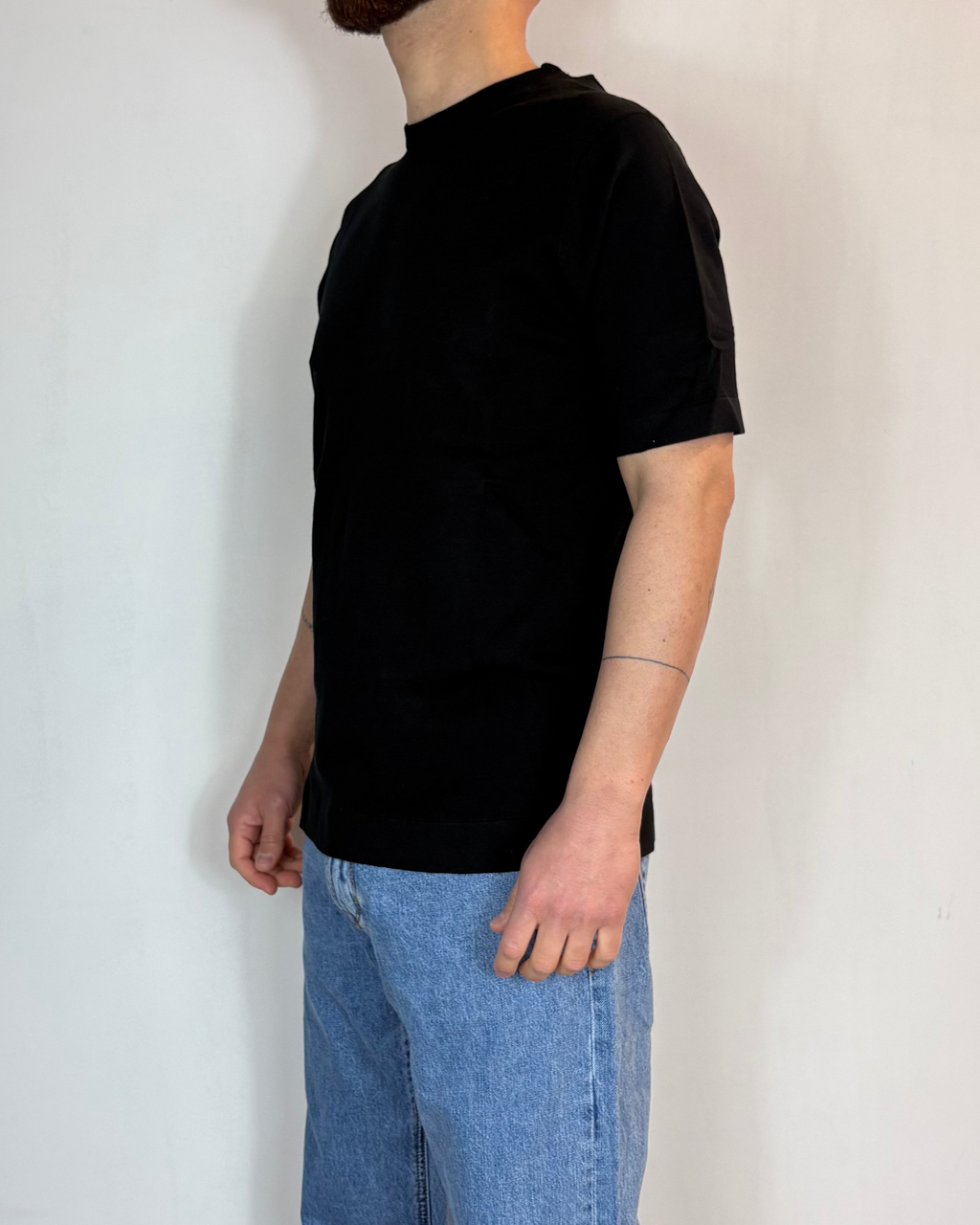 Maglia Mezza Manica Paricollo Dritta Nero Over-D