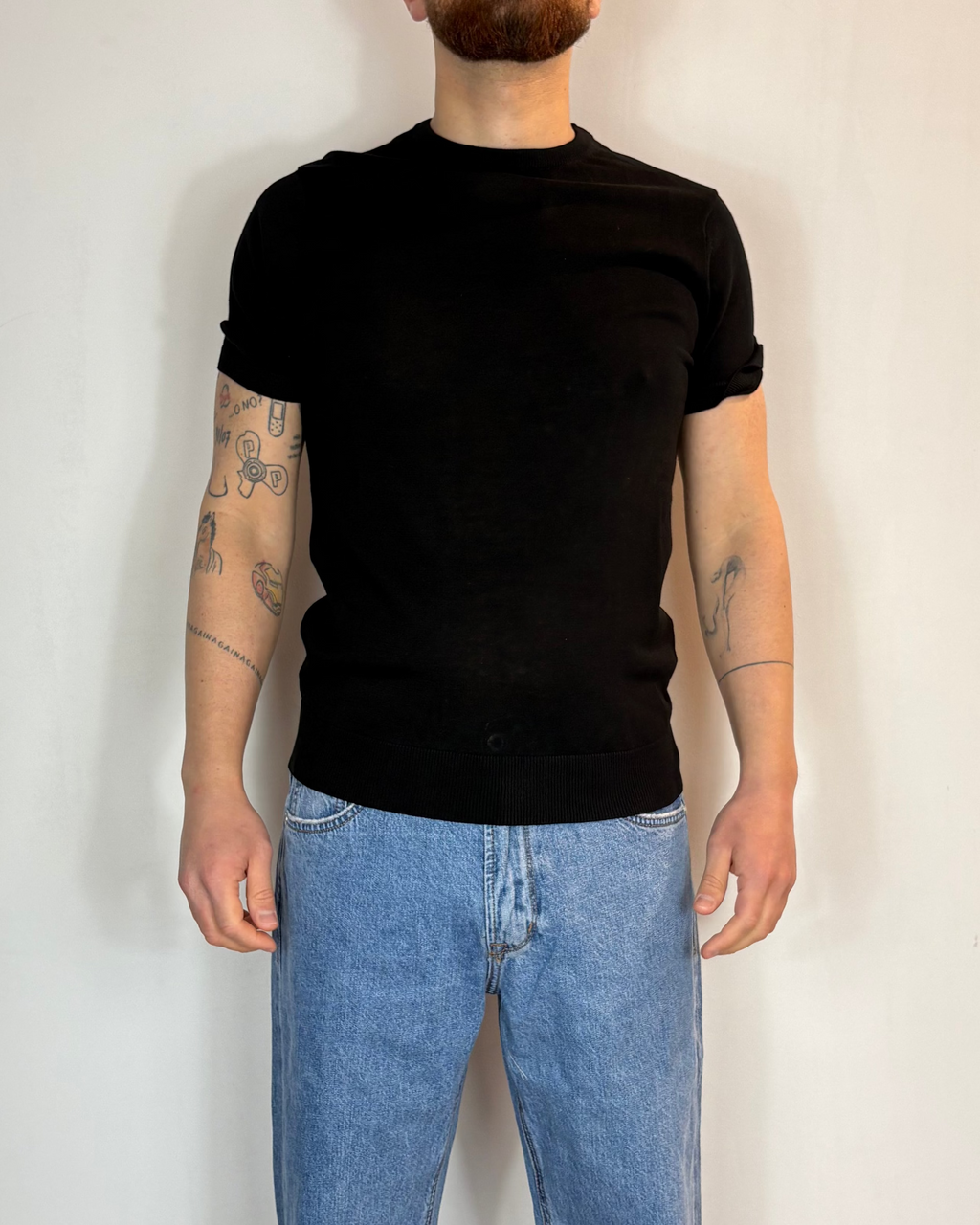 Maglia Mezza Manica Paricollo Nero Over-D