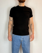 Maglia Mezza Manica Paricollo Nero Over-D