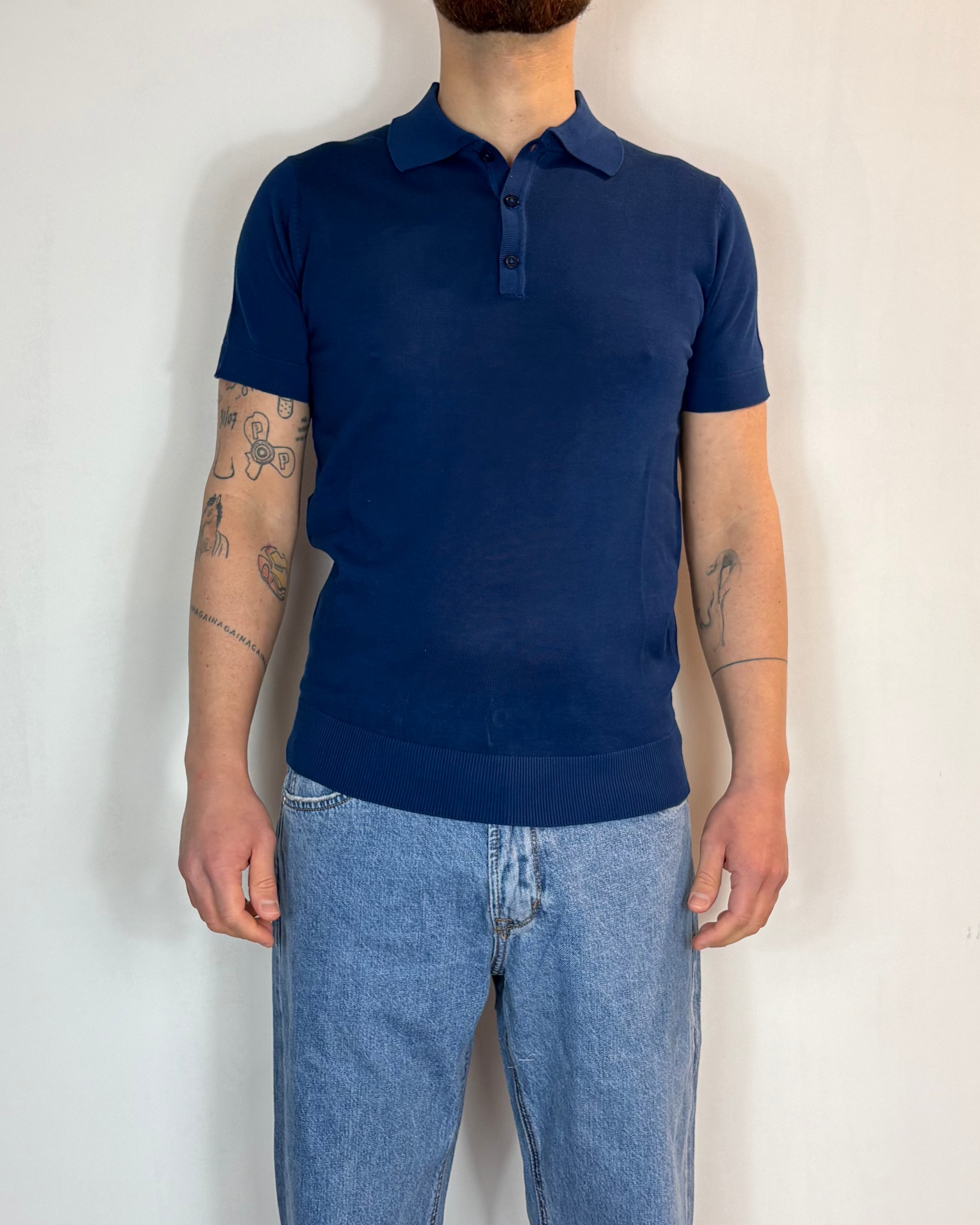 Polo Mezza Manica Blu Over-D