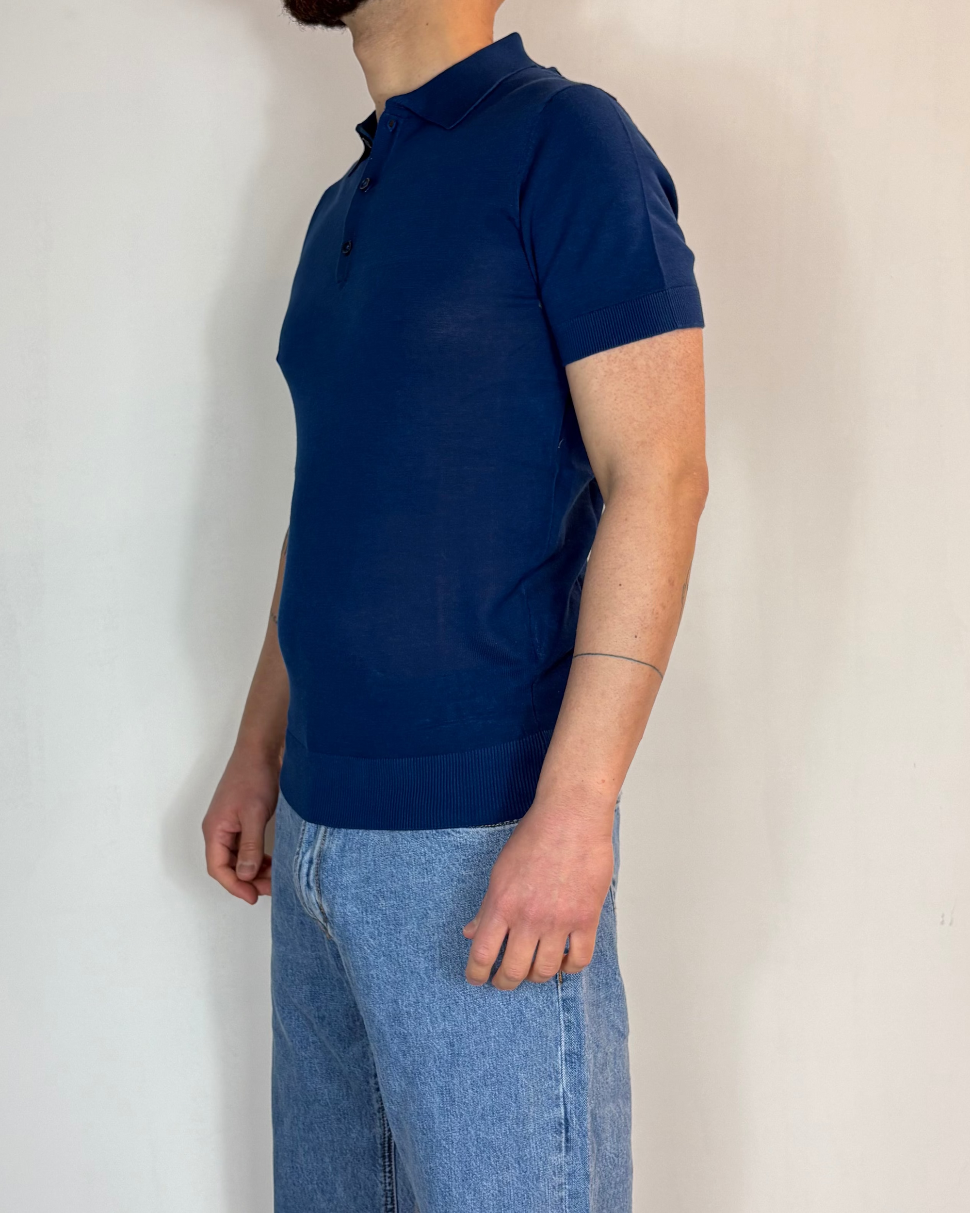 Polo Mezza Manica Blu Over-D