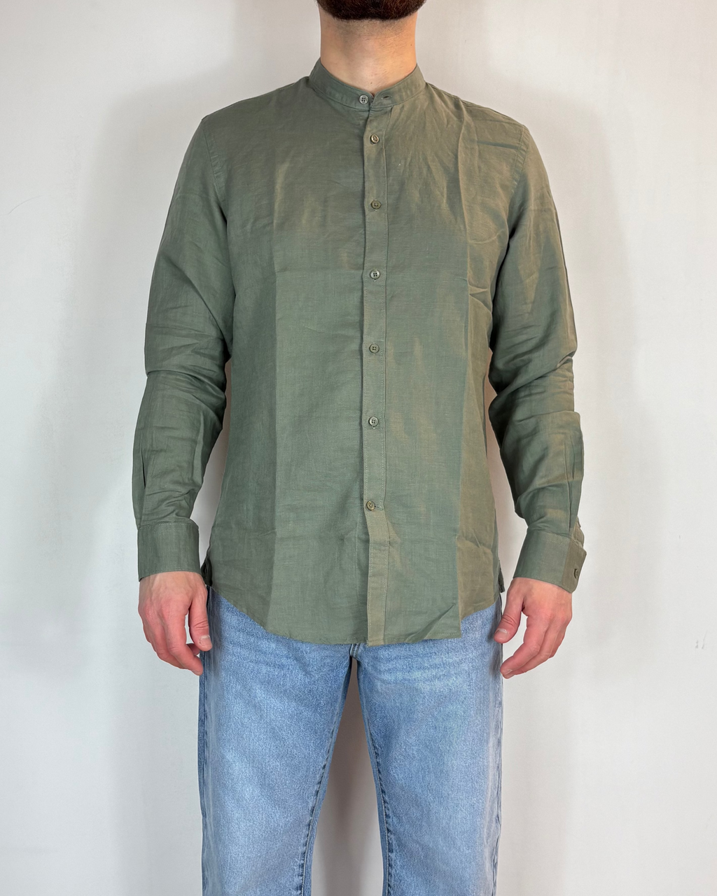 Camicia Korean Lino Verde Over-D