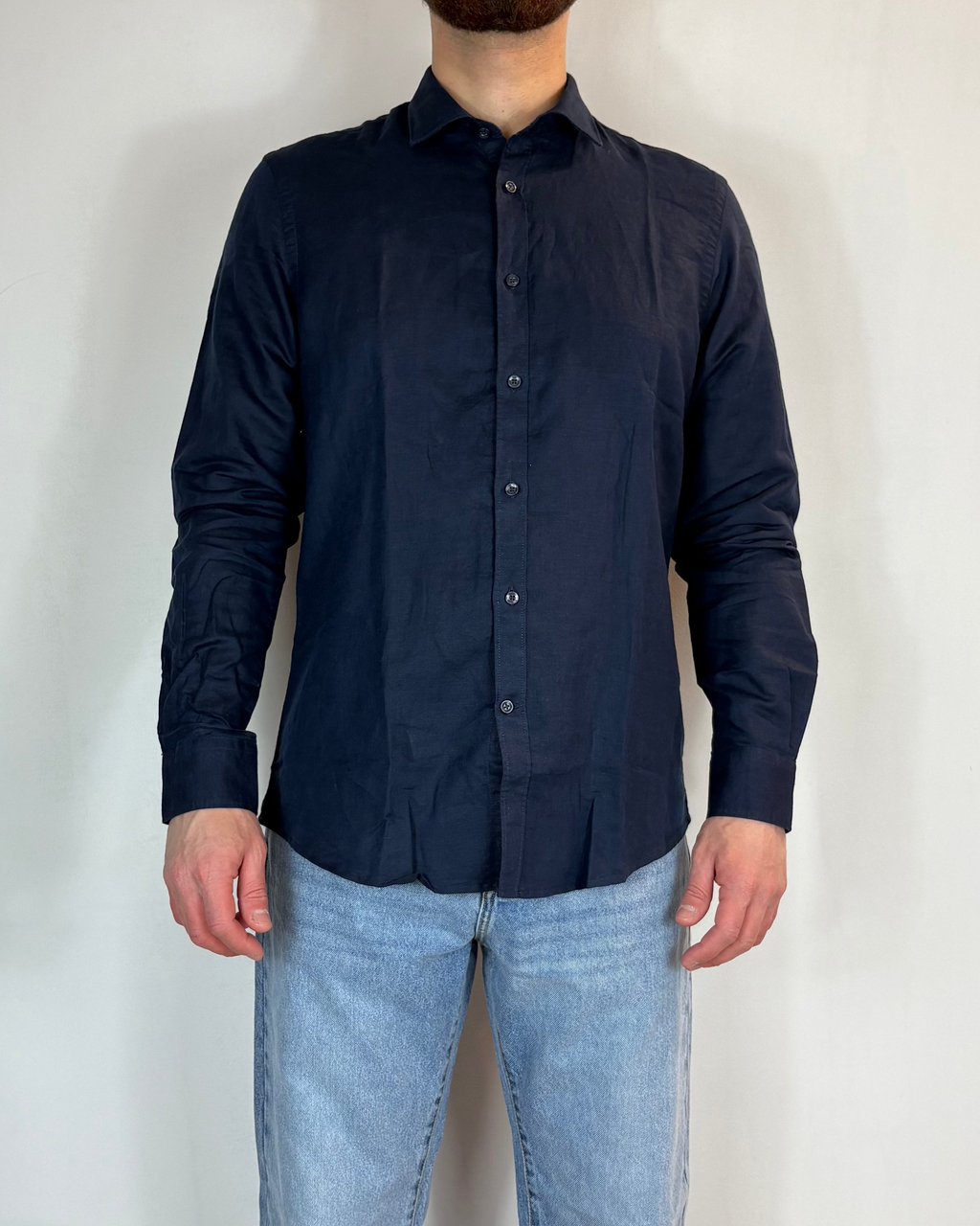 Camicia Francese Lino Blu Over-D