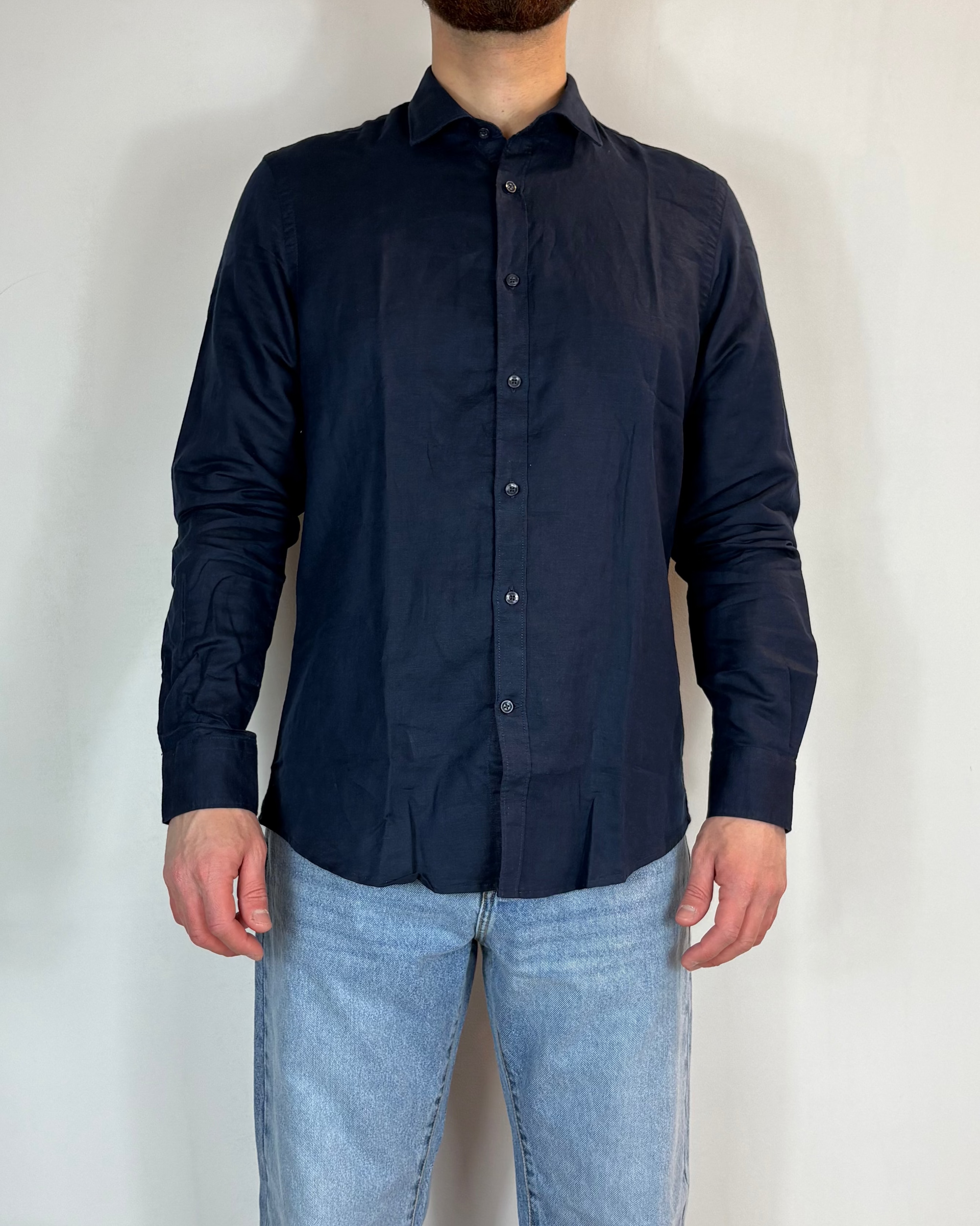 Camicia Francese Lino Blu Over-D