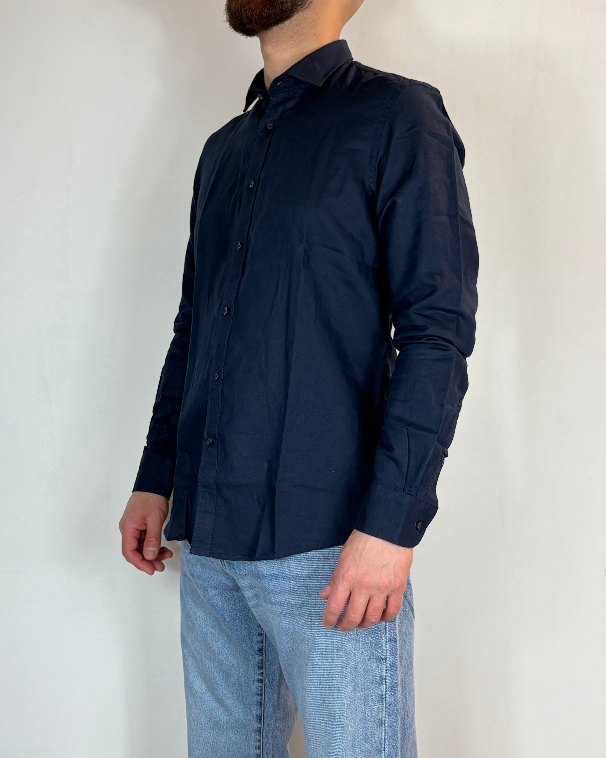 Camicia Francese Lino Blu Over-D