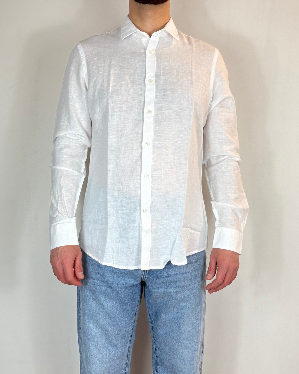 Camicia Francese Lino Bianco Over-D