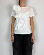 T-shirt Applicazione Rouche Bianco Olivia Grey