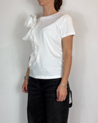 T-shirt Applicazione Rouche Bianco Olivia Grey