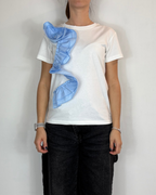 T-shirt Applicazione Rouche Azzurro Olivia Grey
