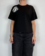 T-shirt Applicazione Fiore Nero Olivia Grey