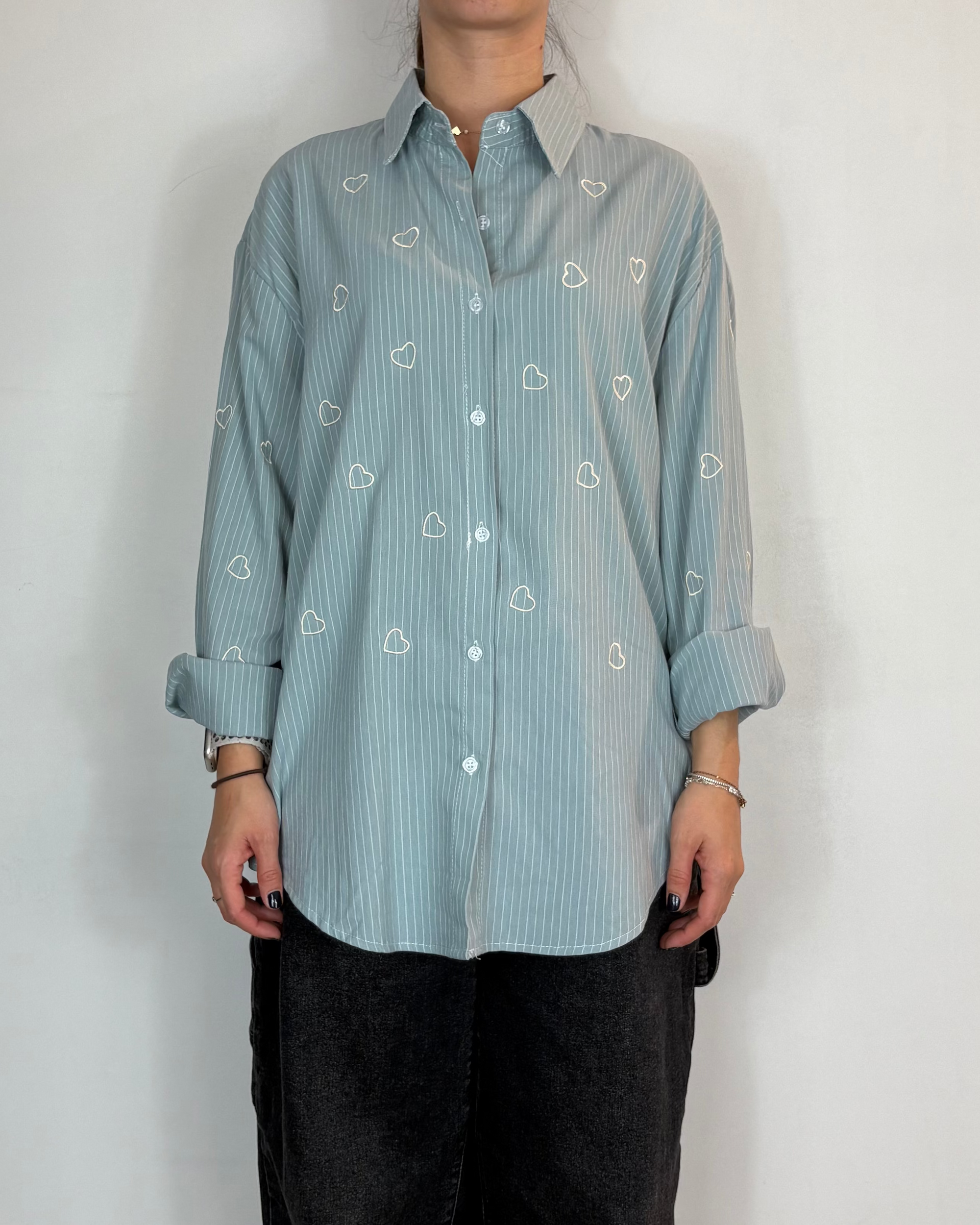 Camicia Cuori Turchese Civico Uno