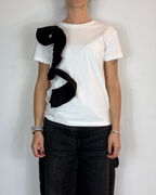 T-shirt Applicazione Rouche Nero Olivia Grey