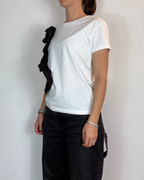 T-shirt Applicazione Rouche Nero Olivia Grey