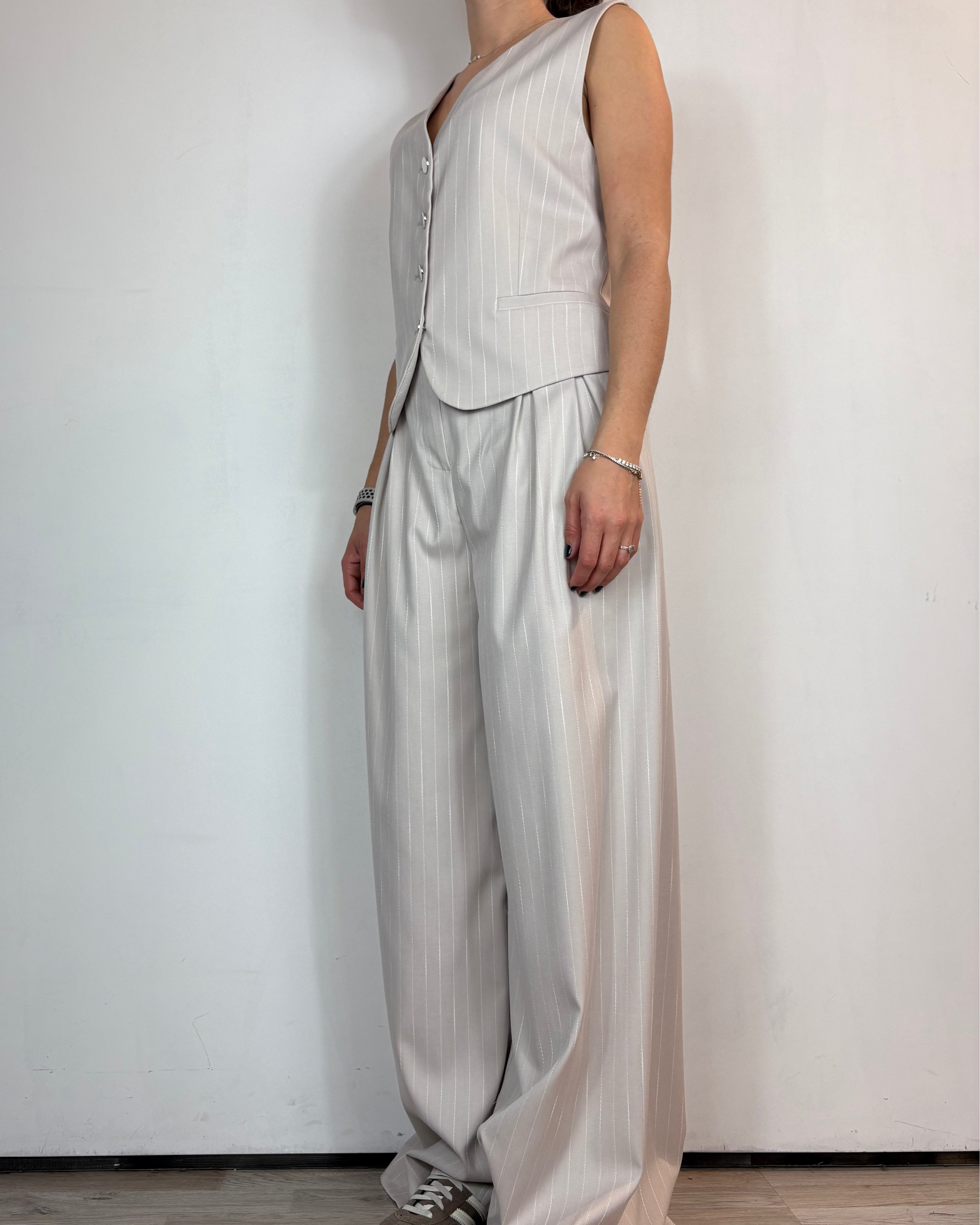 Completo Gilet & Pantalone Gessato Over-D Woman