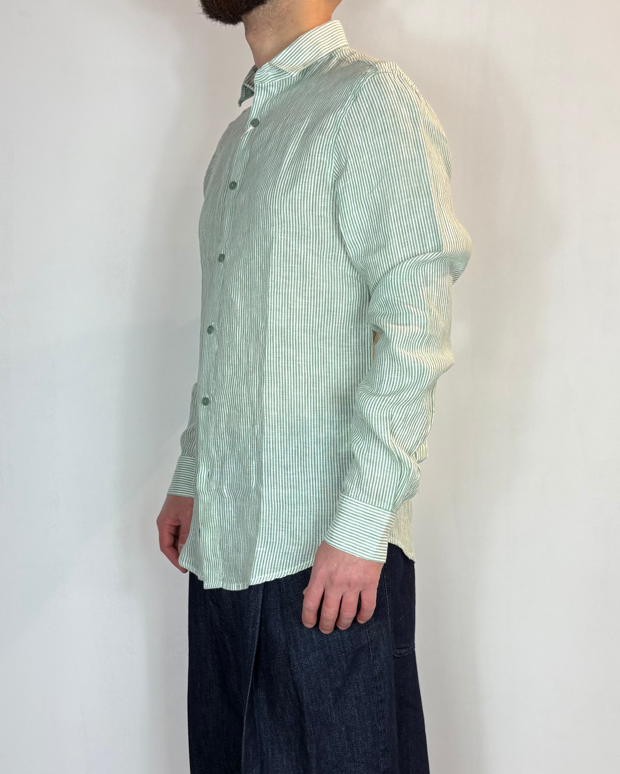 Camicia Riga Verde Lino Gianni Lupo