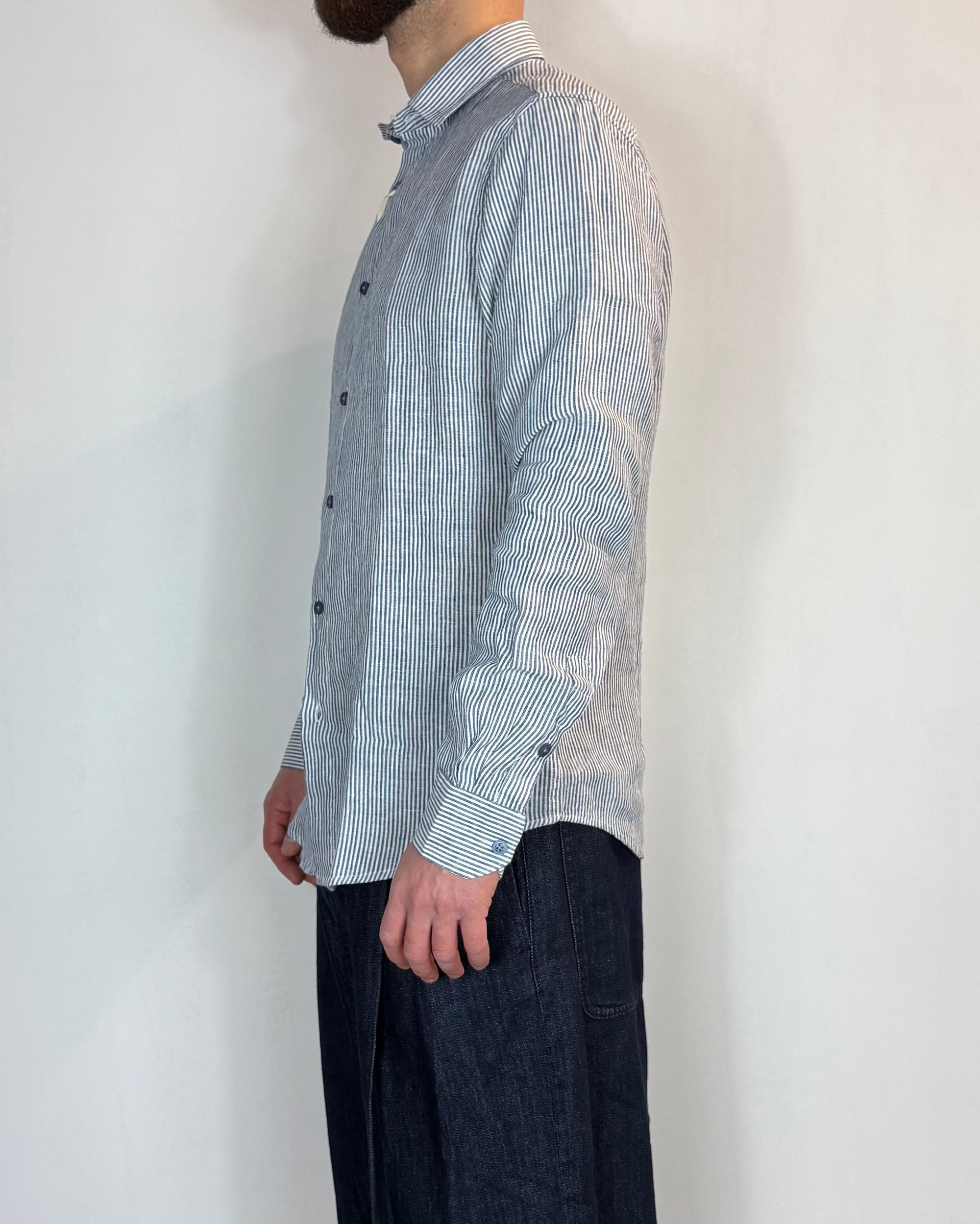 Camicia Riga Blu Lino Gianni Lupo