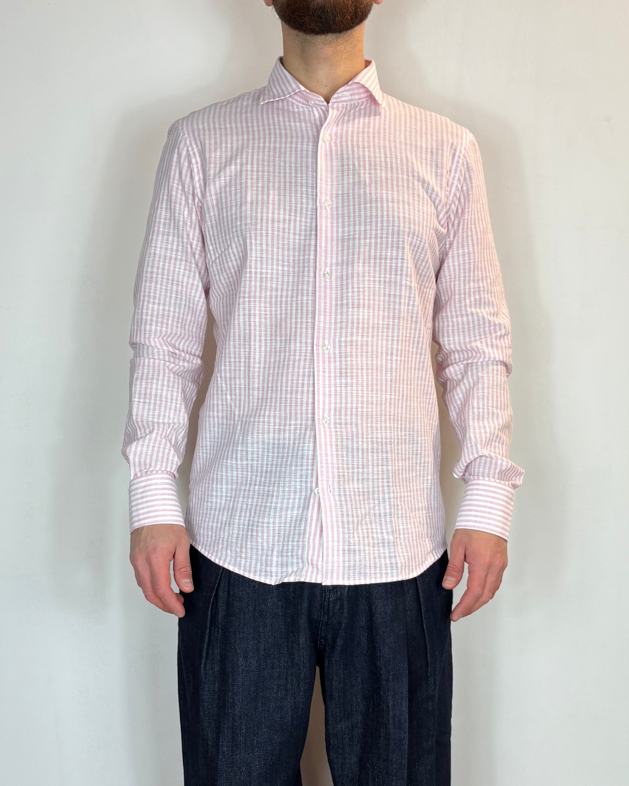 Camicia Riga Rosa Lino Telamira