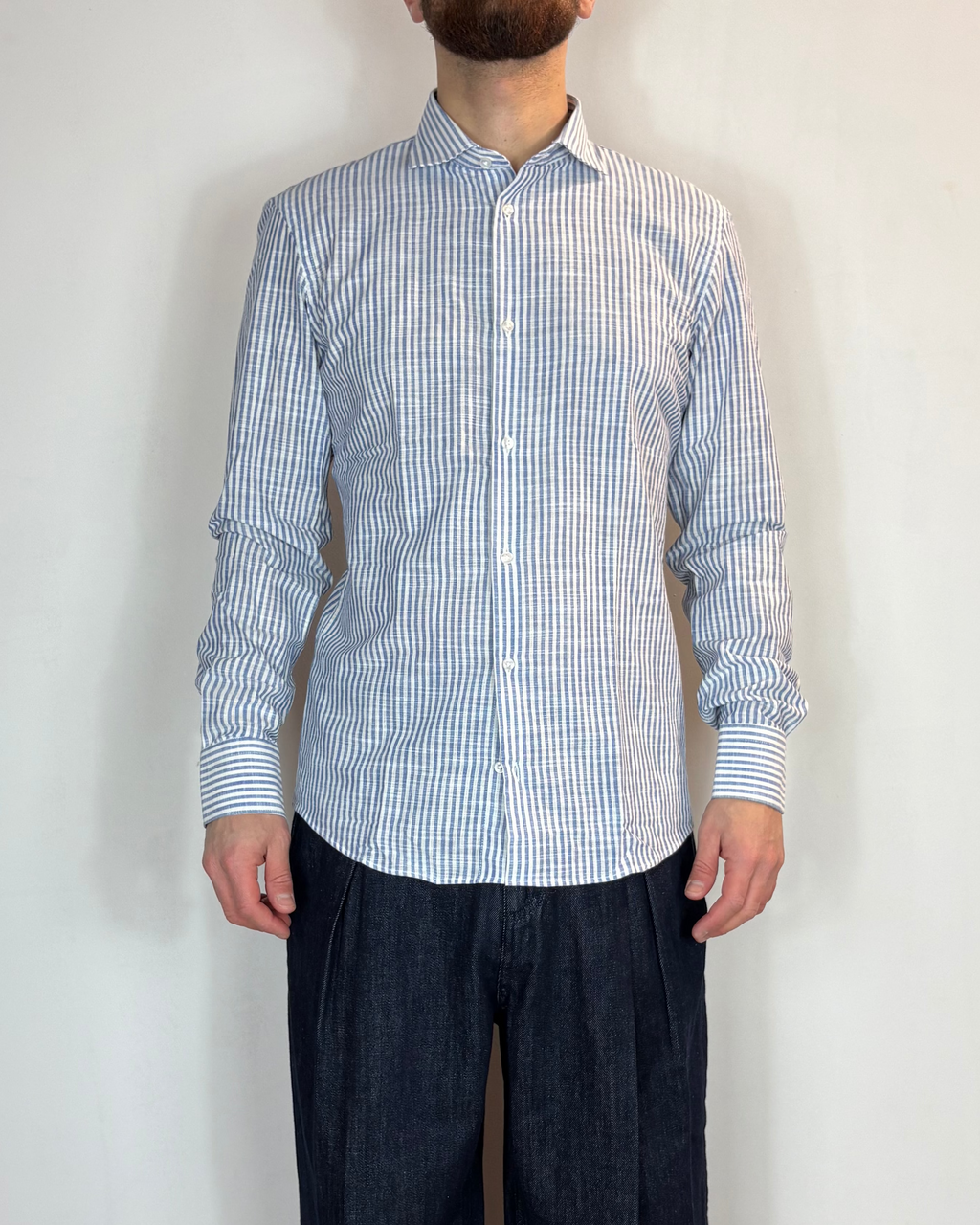 Camicia Riga Blu Lino Telamira