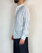 Camicia Korean Riga Blu Lino Telamira