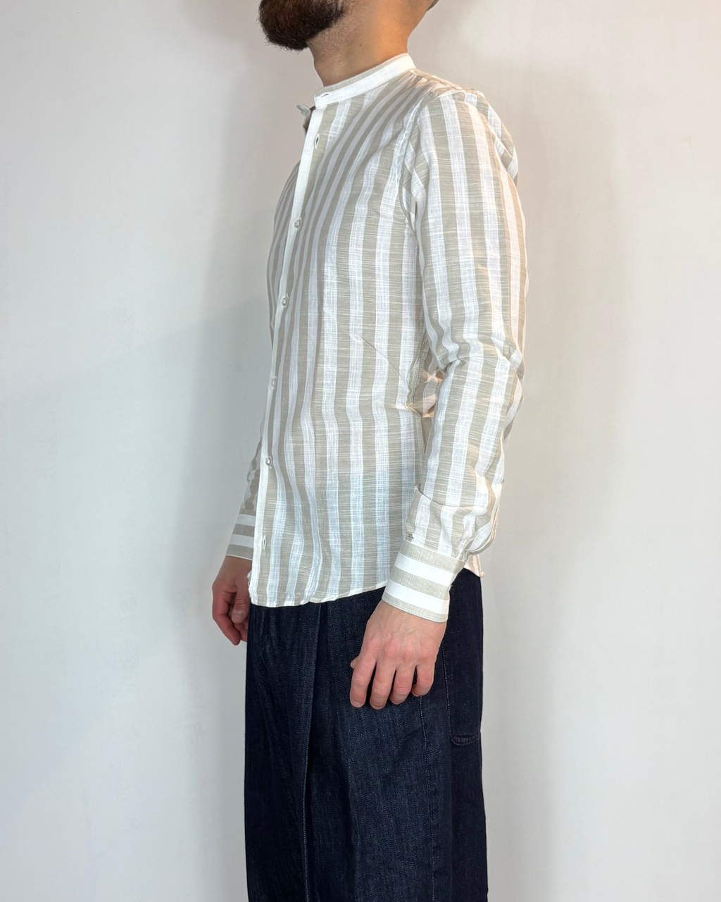 Camicia Korean Riga Beige Lino Telamira